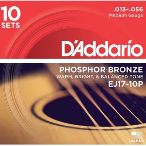 D'Addario EJ17-10P Acoustic Guitar Strings, Medium Gauge (10-Pack)