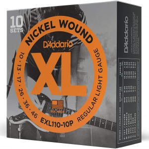D'Addario EXL110-10P Electric Guitar Strings, Light Gauge (10-Pack)