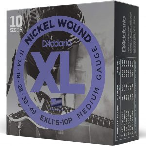 D'Addario EXL115-10P Electric Guitar Strings, Medium Gauge (10-Pack)